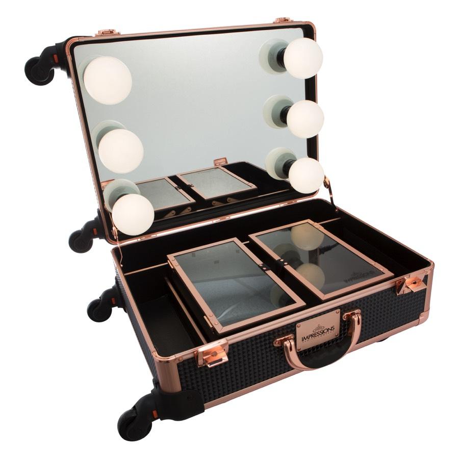 Impressions Vanity Co. Slaycase 2.0 Vanity Travel Case, Size One Size - White/Rose Gold Studded