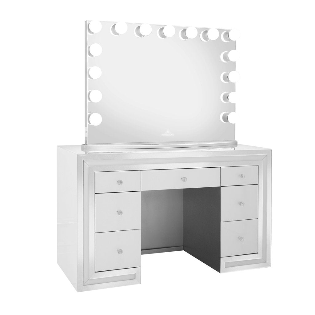 Vanity Table Set, Mirrored dressing table, mirror and stool